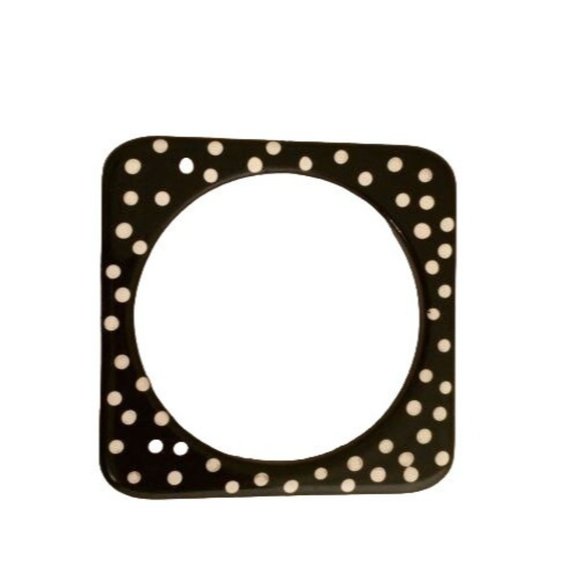 Vintage Bracelet Black White Polka Dots Modernist Bangle Sustainable Fashion - Picture 2 of 4